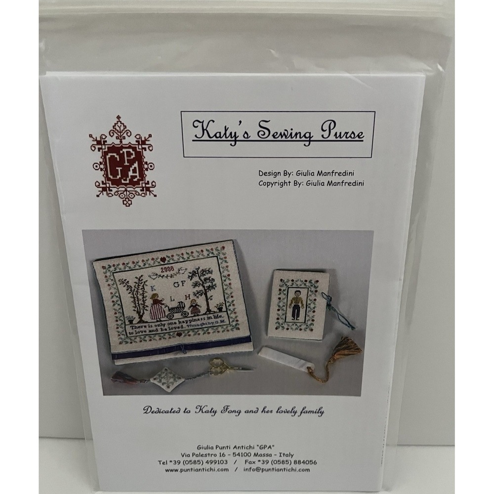 Giulia Punti Antichi GPA Katy's Sewing Purse Deruta Cross Stitch Stitching Kit